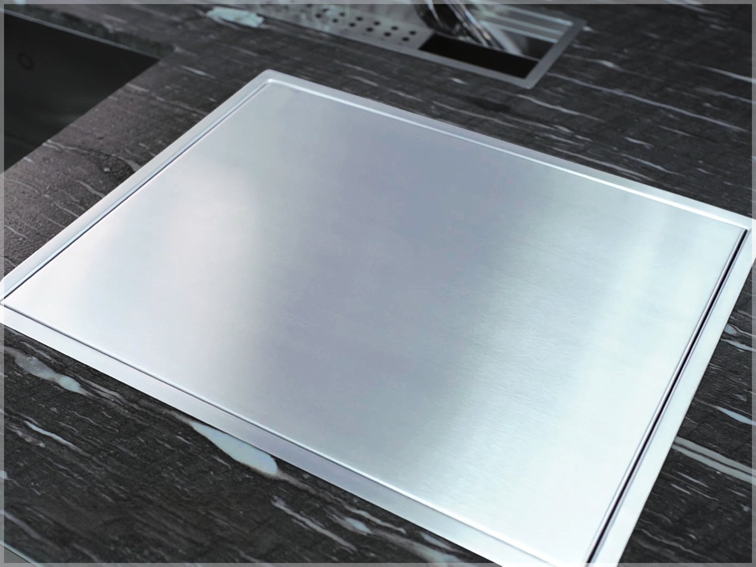 Cuba Kit Escorredor Completo Inox Calha Úmida Sobrepor Quadratta 3 Módulos Com Tampa