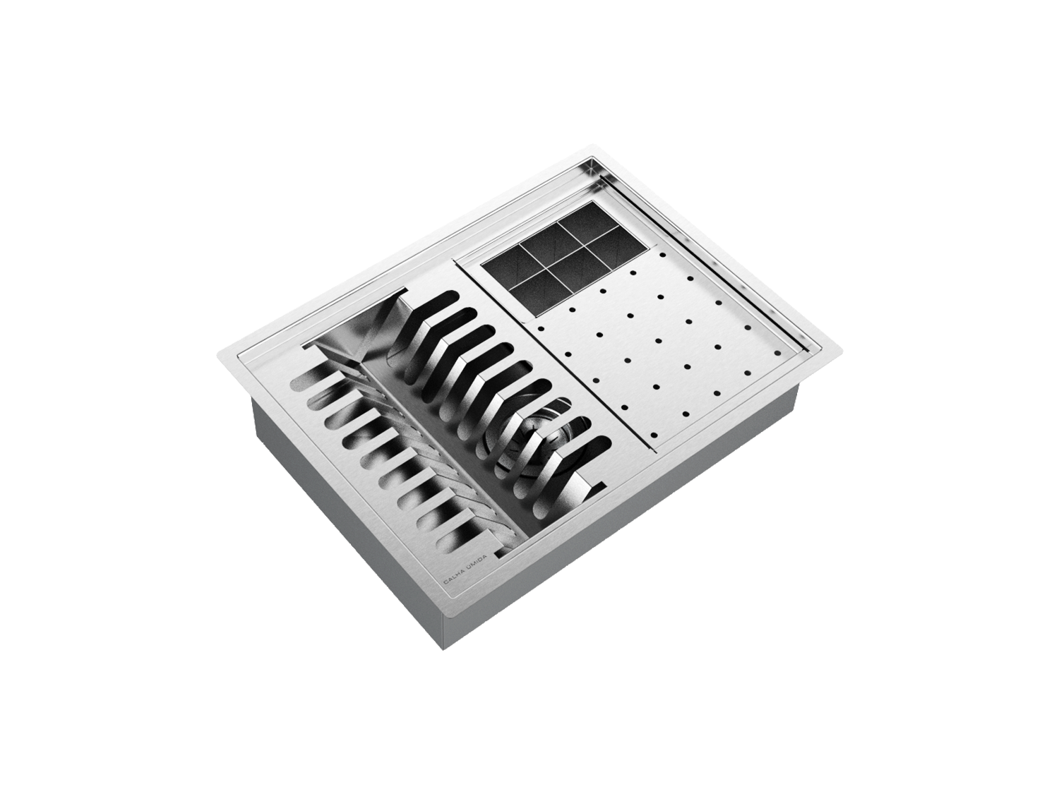 Cuba Kit Calha Úmida Escorredor Sobrepor Embutir Pratic 3 Módulos 43cm
