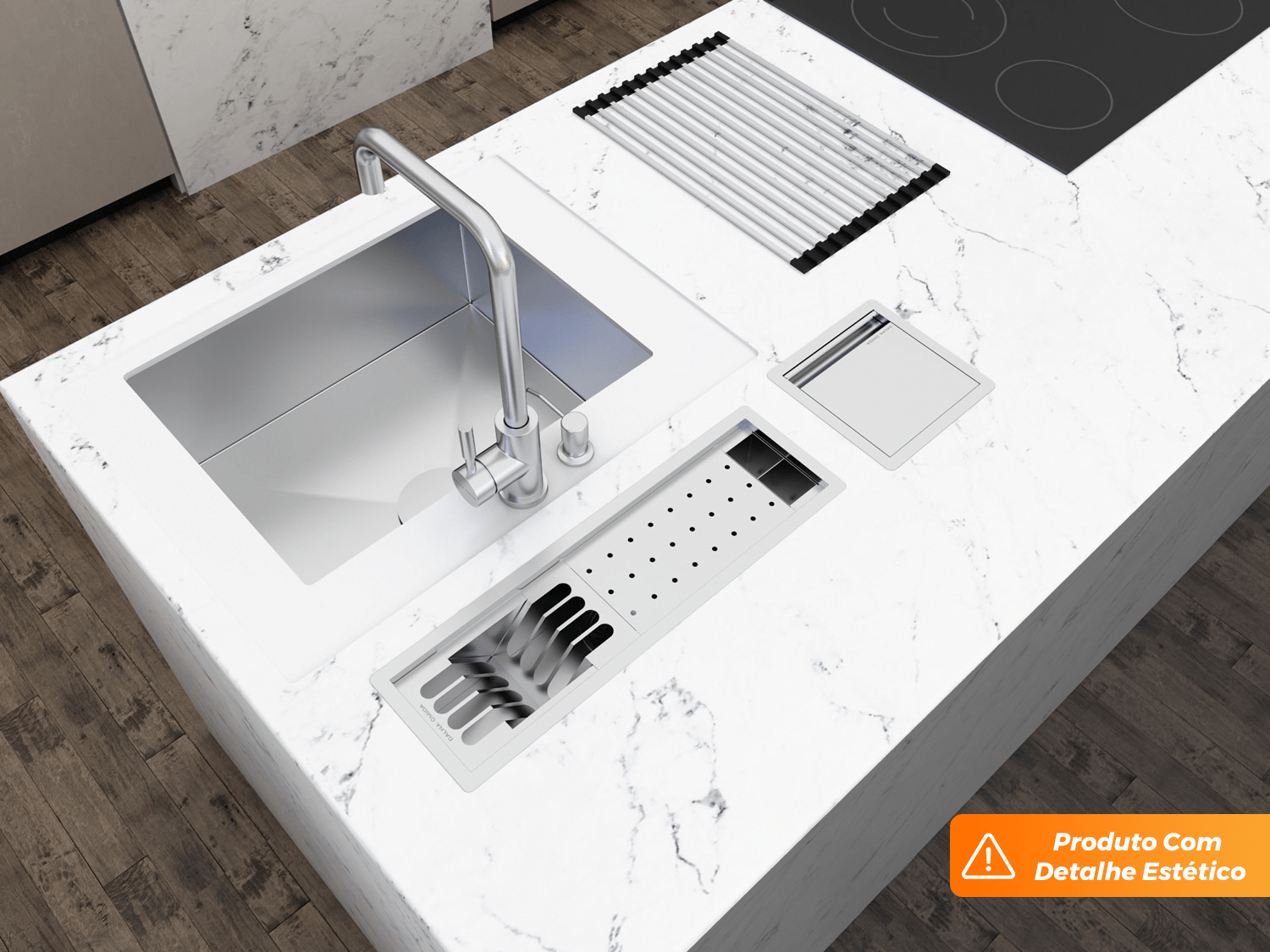 Canal Equipado Completo Calha Úmida Slim 3 Módulos 53cm Embutida (Outlet)