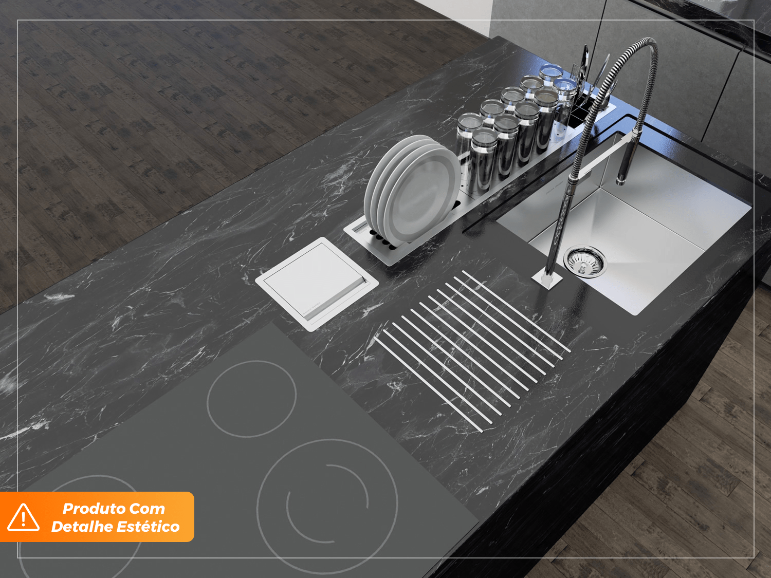 Kit Escorredor Embutido ou Sobreposto Calha Úmida Slim 3 Módulos 85cm (Outlet)