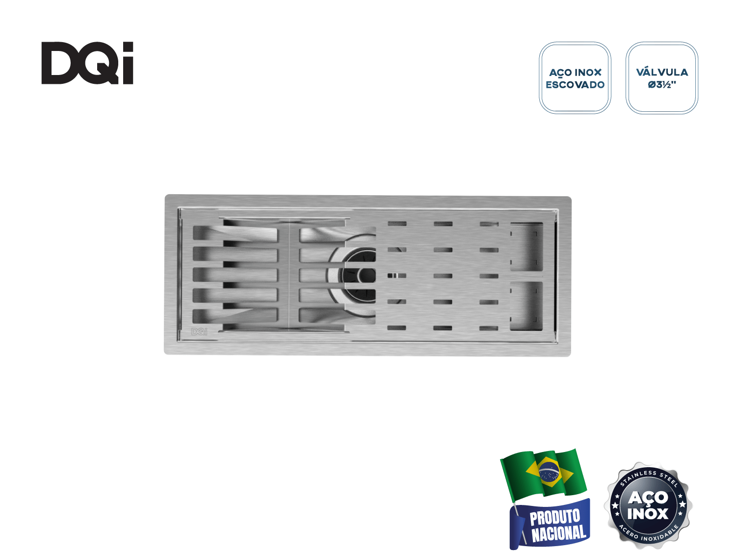 Cuba Kit Escorredor Completo DQI Linear Módulo Único 43cm Em Aço Inox Escovado