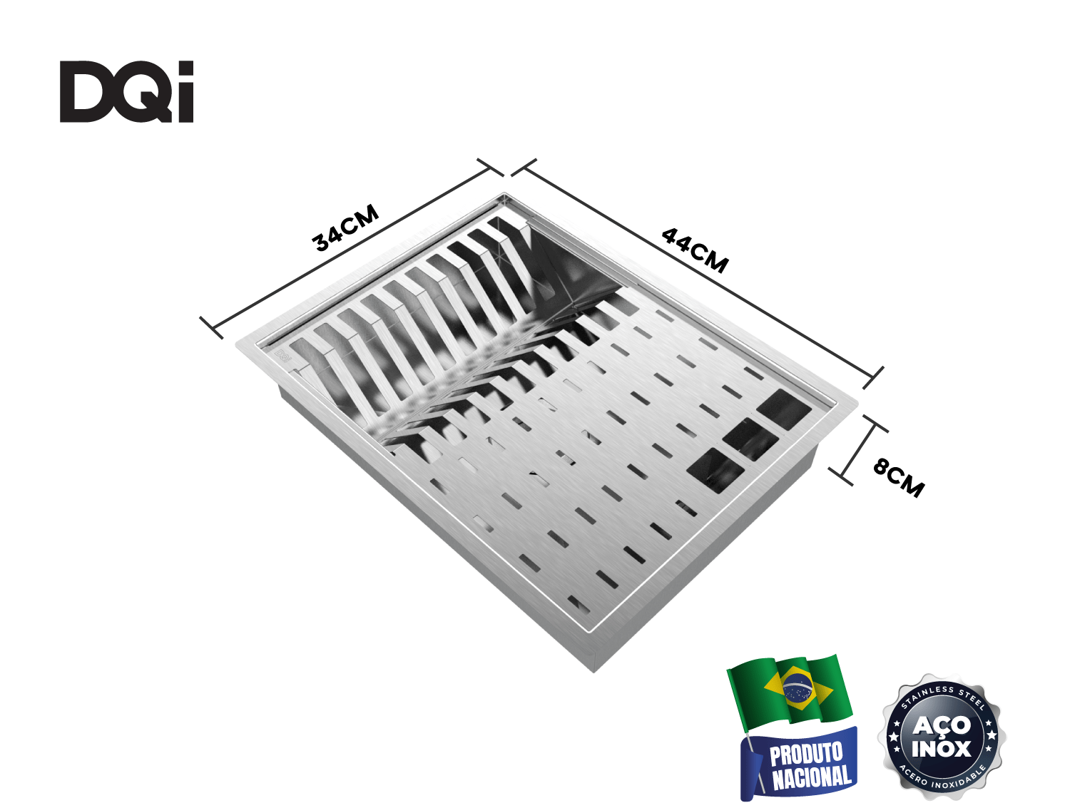 Kit Escorredor Sobrepor DQI Quadrado Módulo Único 44x34cm