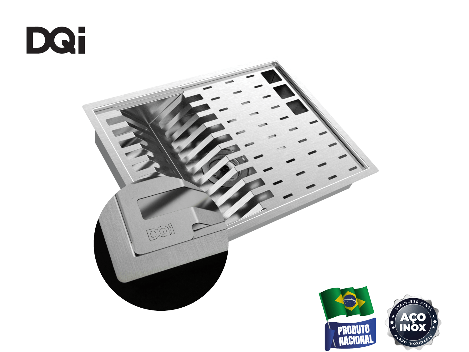 Kit Escorredor Sobrepor DQI Quadrado Módulo Único 44x34cm