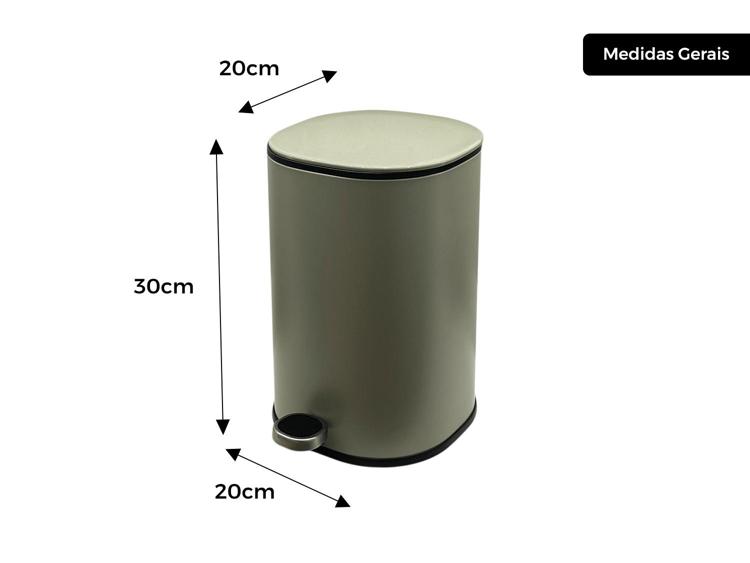 Lixeira Metal Linius Serenity 5L Cor Verde Sage e Pedal Com Amortecimento
