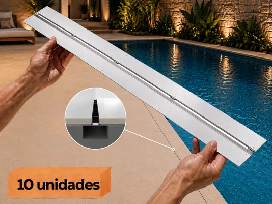 10 Ralos Grelha Linear Para Borda Piscina 100x12 Cm Em Inox