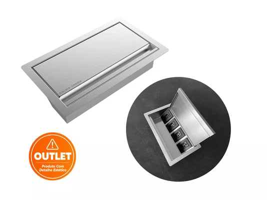 Porta Tomada de Embutir 4 Tomadas Cozinha Mesa Escritório Luxo (Outlet)