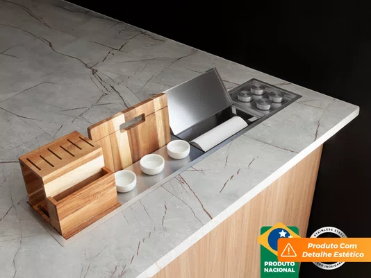 Calha Seca Exclusive Gourmet 90cm Completa Com Porta Temperos Em Aço Inox (Outlet)
