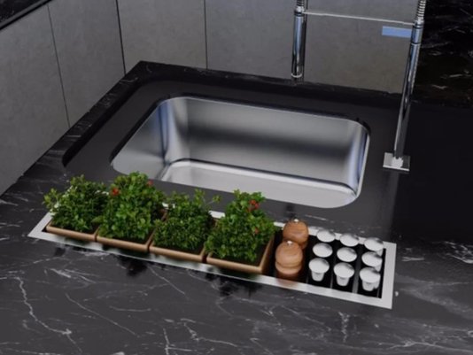 Calha Seca Embutida Kitchen De Sobrepor 100cm Em Aço Inox Escovado