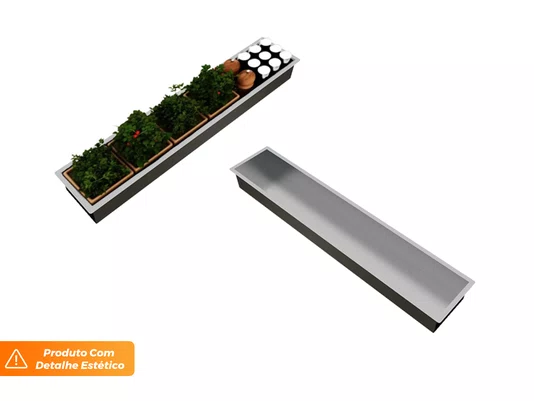 Calha Seca Kitchen De Sobrepor 100cm Em Aço Inox Escovado (Outlet)