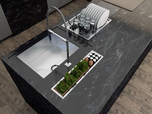 Calha Seca Kitchen Sobrepor Porta Utensílios e Temperos 57cm Aço Inox Escovado