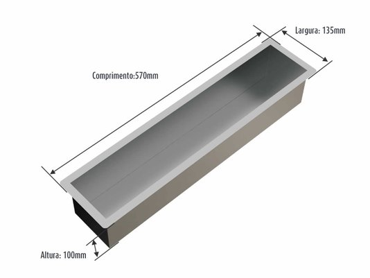 Calha Seca Kitchen Sobrepor Porta Utensílios e Temperos 57cm Aço Inox Escovado