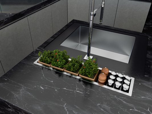 Calha Seca Kitchen Sobrepor Porta Utensílios e Temperos 57cm Aço Inox Escovado