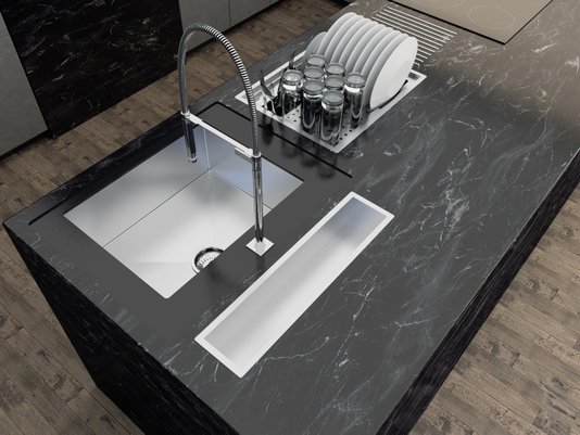 Calha Seca Kitchen Sobrepor Porta Utensílios e Temperos 57cm Aço Inox Escovado