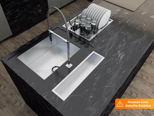 Calha Seca Kitchen Para Temperos De Sobrepor 57cm Em Aço Inox Escovado (Outlet)