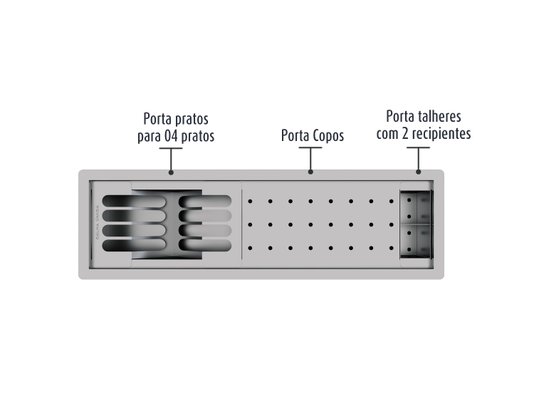 Calha Úmida Canal Equipado Inox Completo Sobrepor Slim 3 Módulos 53cm