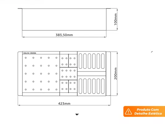 Cesto Escorredor de Louça 42cm Inox para Cuba de Cozinha 3 Módulos (Outlet)