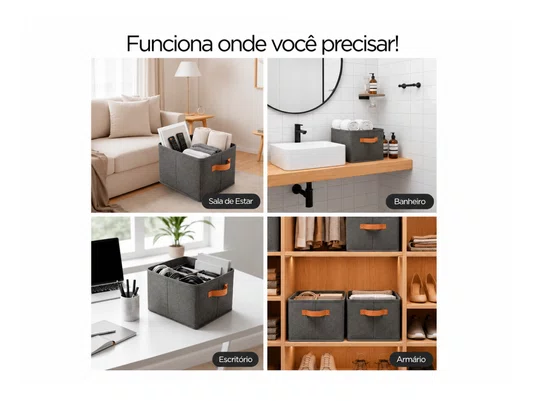 Cesto Organizador De Guarda Roupa Gavetas Closet Tecido Dobrável e Lavável Multiuso