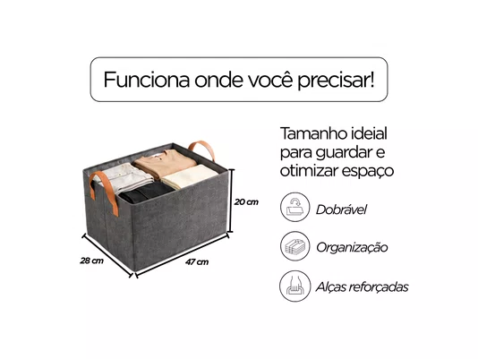 Cesto Organizador De Guarda Roupa Gavetas Closet Tecido Dobrável e Lavável Multiuso