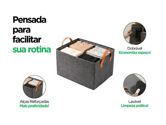 Cesto Organizador De Guarda Roupa Gavetas Closet Tecido Dobrável e Lavável Multiuso