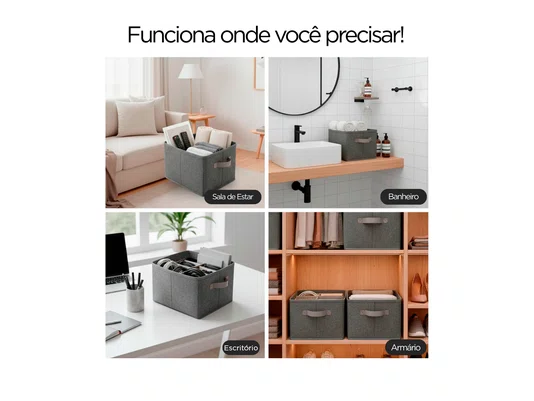 Cesto Organizador De Guarda Roupa Gavetas Closet Tecido Dobrável e Lavável Multiuso