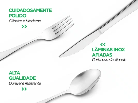 Conjunto de Talheres 16 Peças Aço Inox Mesa Cozinha Completo