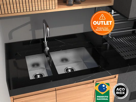 Cuba Auxiliar Inox 40x20 para Pia e Area Gourmet (Outlet)