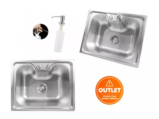 Cuba Basic 50x40 Inox Acetinado Embutir Com Válvula (Outlet)