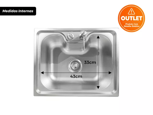 Cuba Basic 50x40 Inox Acetinado Embutir Com Válvula (Outlet)