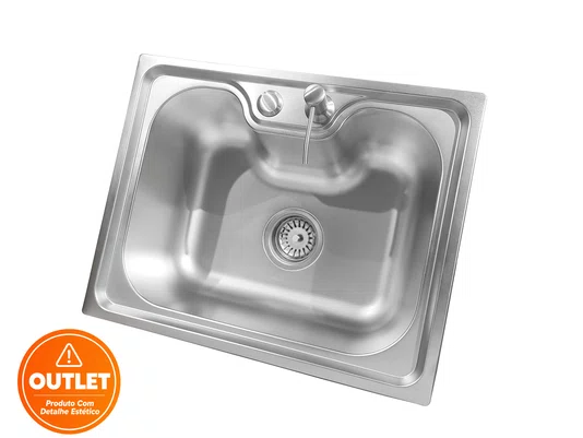 Cuba Basic 50x40 Inox Acetinado Embutir Com Válvula (Outlet)