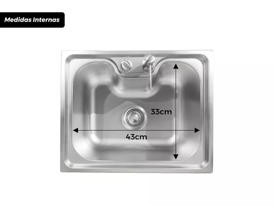 Cuba Basic 50x40cm De Embutir Em Aço Inox Acetinado Com Válvula De 4.1/2