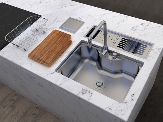 Cuba Basic 62x43cm De Embutir Em Aço Inox Acetinado Com Acessórios e Válvula De 4.1/2