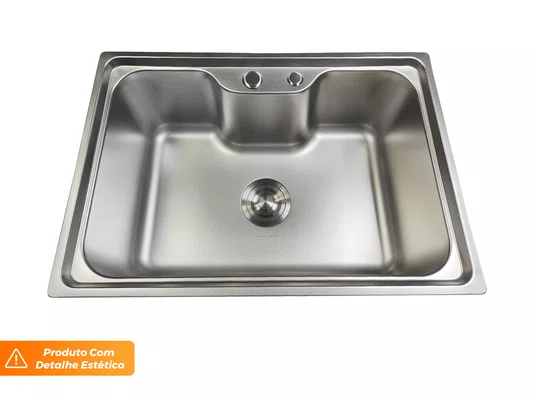 Cuba Basic 62x43cm Embutir Aço Inox Acetinado Com Válvula De 4.1/2 (Outlet)