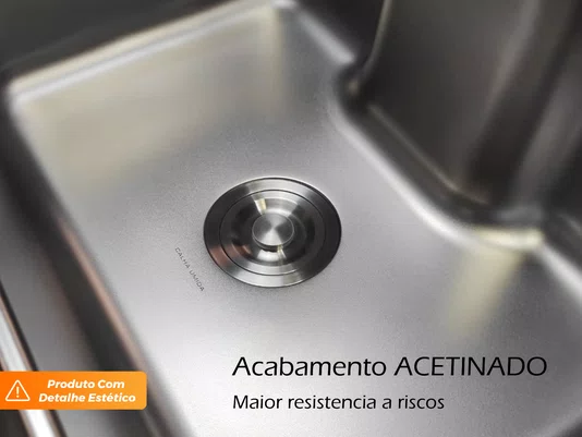 Cuba Basic 62x43cm Embutir Aço Inox Acetinado Com Válvula De 4.1/2 (Outlet)