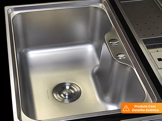 Cuba Basic 62x43cm Embutir Aço Inox Acetinado Com Válvula De 4.1/2 (Outlet)