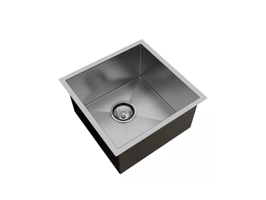 Cuba De Sobrepor Quadrada 35x35cm Em Aço Inox Escovado Com Válvula De 4.1/2