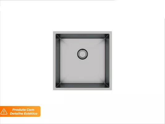 Cuba De Aço Inox Escovado 44x44cm Para Pia De Cozinha Com Válvula 4.1/2" (Outlet)