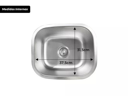 Cuba de Embutir Basic 42x36cm Em Aço Inox Acetinado Com Válvula 4.1/2