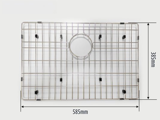 Cuba De Embutir Quadratta 60x40cm Em Aço Inox Escovado Com Escorredor + Grade Aramada e Válvula De 4.1/2
