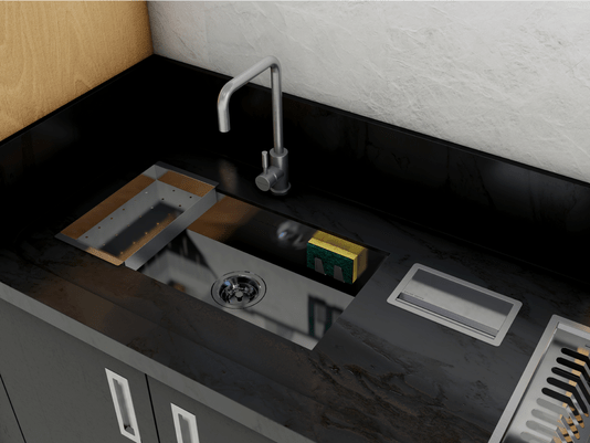 Cuba De Embutir Splendore 74x39cm Em Aço Inox Polido Com Escorredor 37,3x20cm e Válvula De 4.1/2