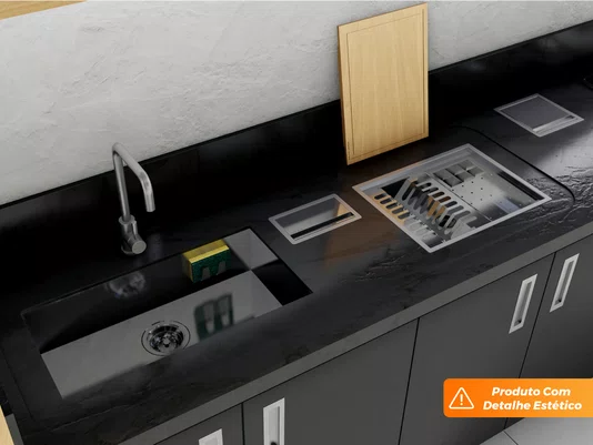 Cuba Embutir Splendore 74x39cm Em Aço Inox Polido Com Escorredor 37x20cm e Válvula De 4.1/2" (Outlet)