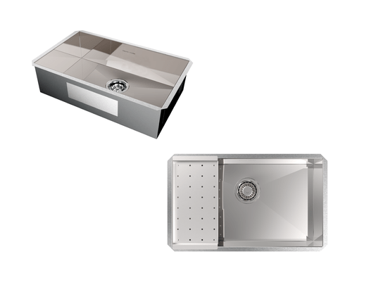 Cuba De Embutir Splendore 60x35cm Em Aço Inox Polido c Escorredor 37,3x18cm e Válvula De Ø4.1/2"