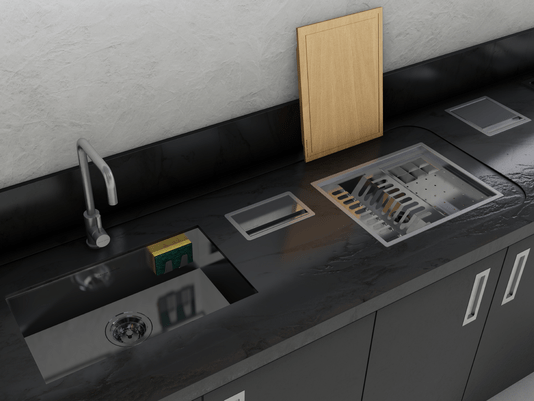 Cuba De Embutir Splendore 64x39cm Em Aço Inox Polido Com Escorredor 37,3x18cm e Válvula De 4.1/2