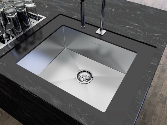 Cuba De Sobrepor Quadratta 50x40cm Em Aço Inox Escovado Com Válvula De 4.1/2