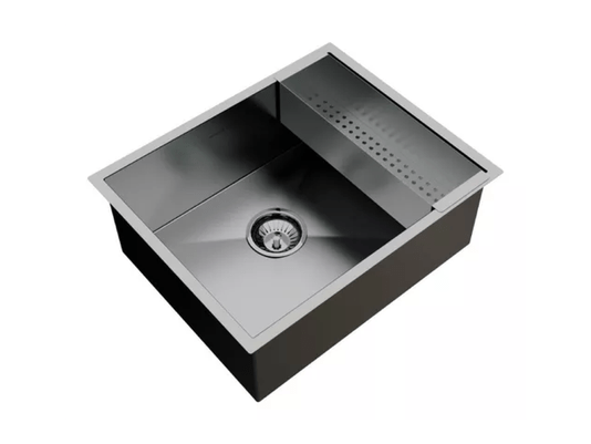 Cuba De Sobrepor Quadratta 50x40cm Em Aço Inox Escovado Com Escorredor e Válvula De 4.1/2