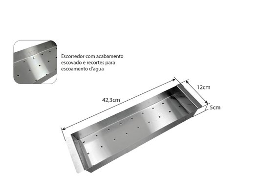 Cuba De Sobrepor Quadratta 50x40cm Em Aço Inox Escovado Com Escorredor 12x5cm e Válvula De 4.1/2