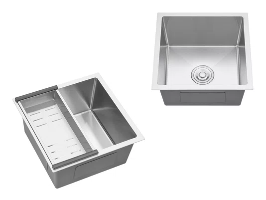Cuba De Sobrepor Calha Úmida Essence 44x44cm Em Aço Inox Escovado Com Escorredor Válvula De 4.1/2