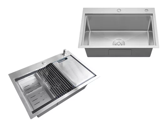 Cuba De Sobrepor Essence 68x46cm Em Aço Inox Escovado Com Acessórios E Válvula De 4.1/2