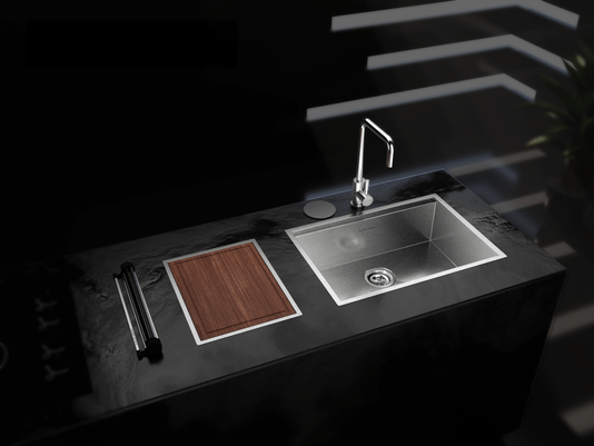 Cuba De Sobrepor Platino 64x44cm Em Aço Inox Escovado Com Acessórios e Válvula De 4.1/2