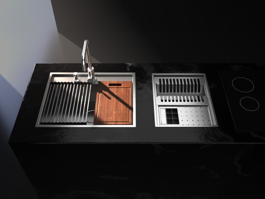 Cuba De Sobrepor Platino Exclusive 64x51cm Em Aço Inox Escovado Com Acessórios e Válvula De Ø4.1/2