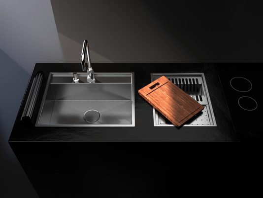 Cuba De Sobrepor Platino Exclusive 64x51cm Em Aço Inox Escovado Com Acessórios e Válvula De Ø4.1/2